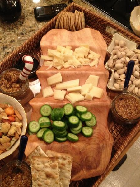 Family dining on apps.  Such fun, check the tray out from coach Winn!