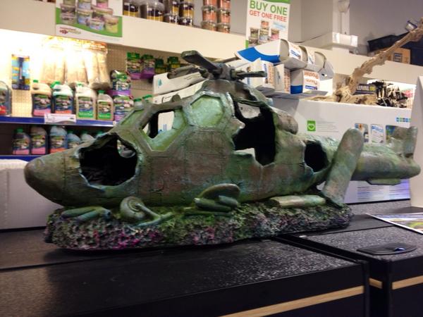 TobyWoody's tweet image. A US army helicopter from Vietnam war to put in bottom of your fish tank. #worsteverpresent