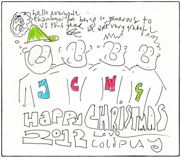 coldplay's tweet image. Happy Christmas everyone!