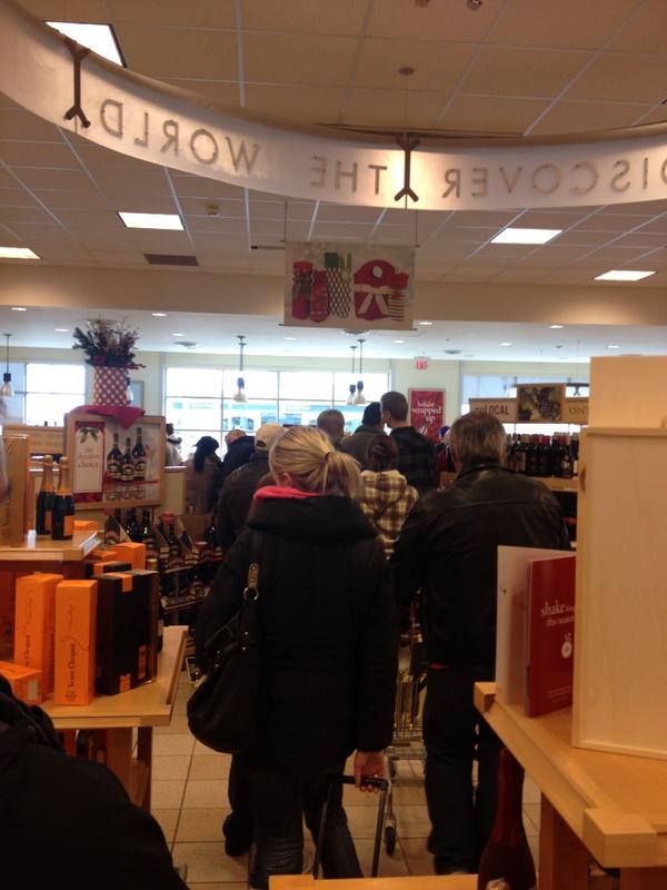 eh_jon's tweet image. Chaos at the LCBO #miltonproblems