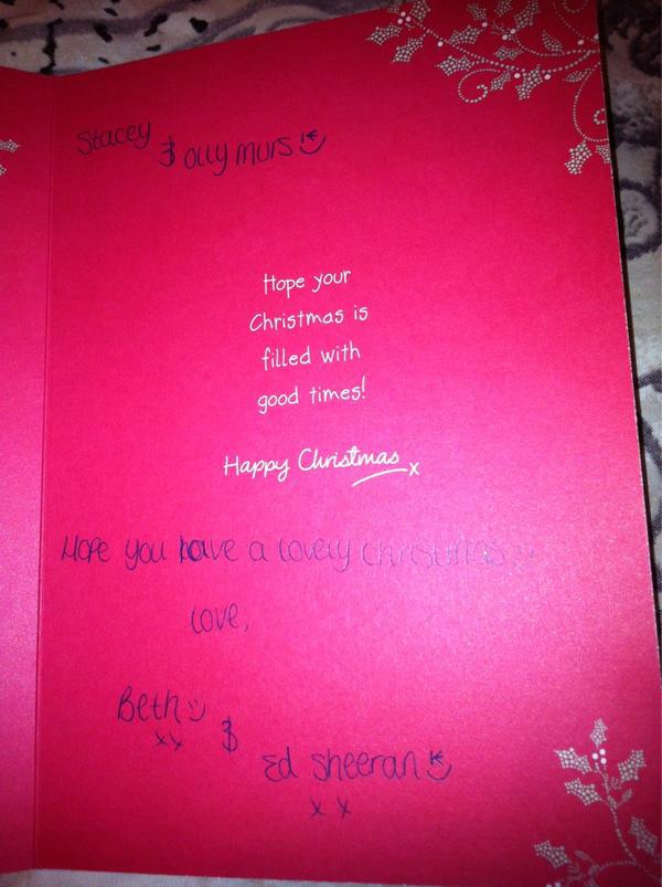 ReganFox's tweet photo. Loving my Christmas card!! @ollyofficial  @BethanieEvex @edsheeran #WishItWasReality http://t.co/CFswq6vb