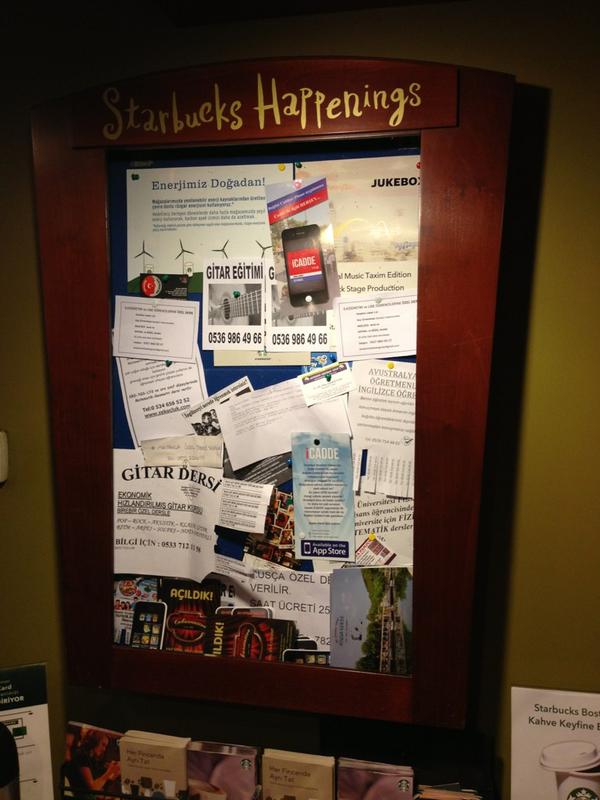 iCadde's tweet image. Duyurularınızın insanlara ulaşmasını istiyorsanız en iyi yolu Starbucks Happenings panoları.Teşekkürler @StarbucksTR