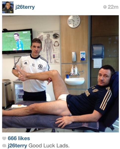 paddypower's tweet photo. #MerryTerry Competition winner is @MINTYRDEP14 "The length players go to to keep an eye on Terry - Mata via TV link!" http://t.co/bXB2ztgl
