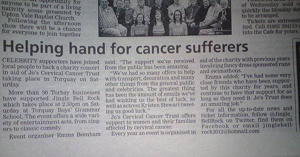 Jingle_BellRock's tweet photo. Our article in the @Herald_Express today! Only 2 days to go, the acts are all looking amazing and we're so excited! :) http://t.co/48gc4LaF