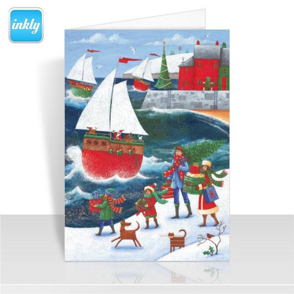 CardCub's tweet image. Wrap up warm!! The Inkly #Christmas Countdown continues with a lovely  seaside illustration by Peter Adderley