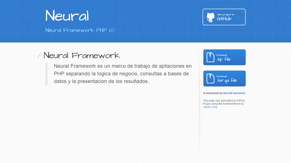 NeuralFramework's tweet photo. .:: Estrenamos front-end de descargas en Github de nuestro slim framework PHP http://t.co/zBObwFs5  ::. http://t.co/4LRCpe5G