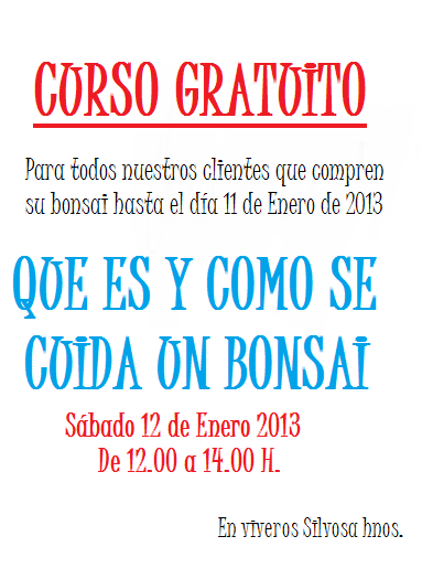 CURSO GRATUITO PARA CLIENTES QUE COMPREN UN BONSAI.