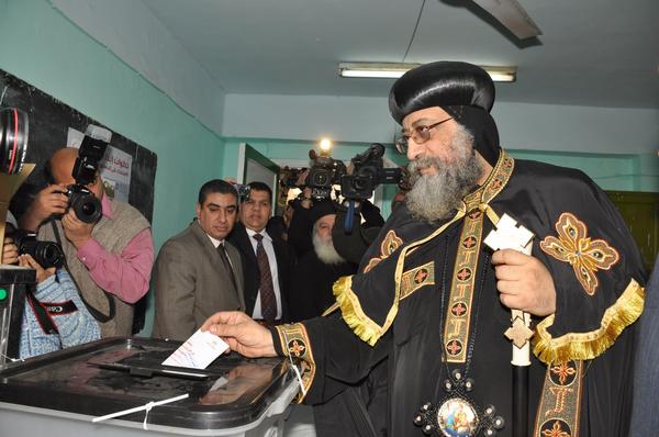 CopticPope's tweet photo. Today H.H. is casting his vote on the new constitution of Egypt http://t.co/vCyeXFop