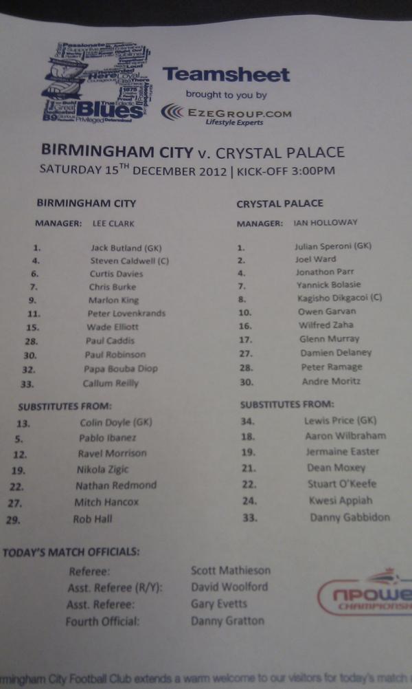 IvanGaskell1's tweet image. #bcfc #cpfc teamsheet
#bbcfinalscore