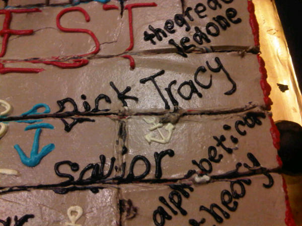 Dude..see what we got here at #ignitefest2012. A cake with a dicktracy , @THEGREATLSDONE n @svrofficialband band name