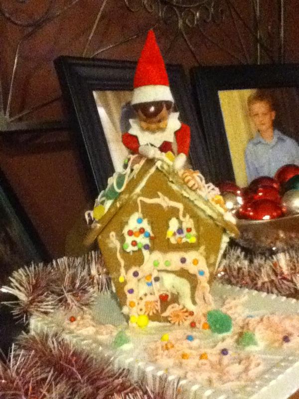 Are elf is eating our ginger bread house!