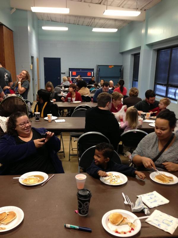 RelevateChurch's tweet photo. Pancakes &amp; Santa this morning at Holcom community center in Lawrence! http://t.co/7cGNTEJm