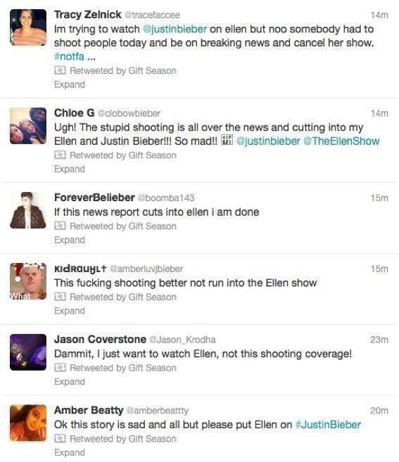 Some typical tweets from Justin Bieber fans. This seems like a strong sign. #ApocalypseSoon