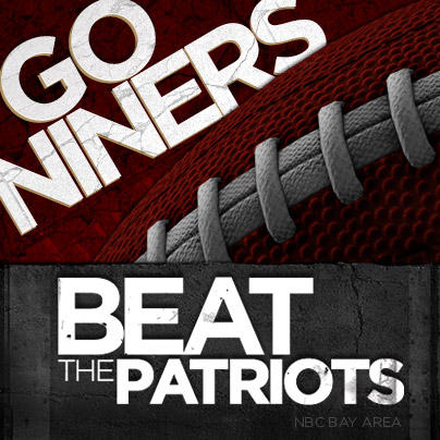 nbcbayarea's tweet photo. Kickoff between the #49ers and #Patriots is just a couple hours away on NBC. #BeatThePatriots! RT if you agree! http://t.co/TtTTsmEs