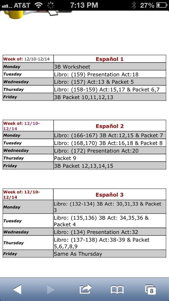 HernandezLSHS's tweet image. Homework for Spanish 1,2,3