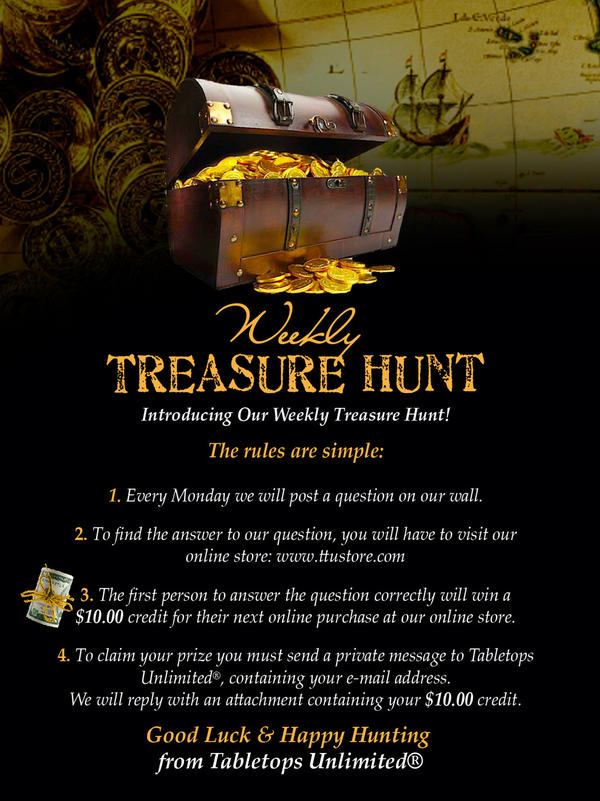 TabletopsUnlmtd's tweet photo. TREASURE HUNT QUESTION OF THE WEEK: What are our top five best selling categories? http://t.co/9tl538lP