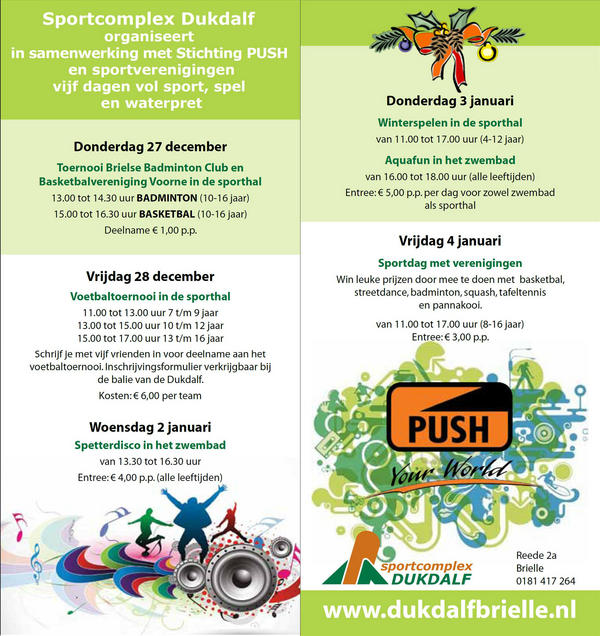 bravobrielle's tweet photo. Jongerenwerk Stichting PUSH is in de kerstvakantie weer te vinden in de Dukdalf. Welke activiteit bezoek jij? http://t.co/vT877Wdu