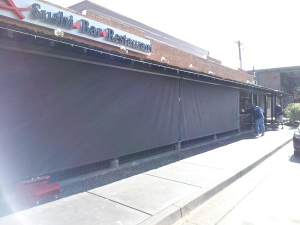TheScreenCo's tweet image. New Roll Down Shades at the Ra Sushi in Old Town Scottsdale