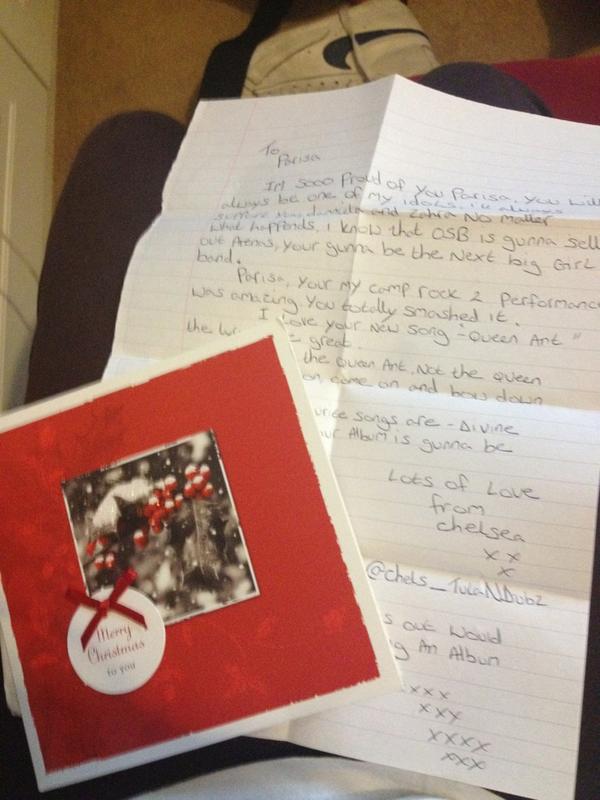 OSBOfficial's tweet photo. A big thank you and merry Christmas to @chels_tulaNDubz for the letter and x mas card! Lots of love xxxxx http://t.co/Lb803ZzB