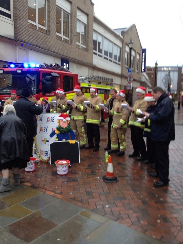 Blue watch doing a fine job spreading the Christmas cheer - come support us