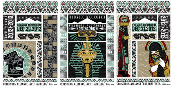 Check out the posters for the <a href="/STS9/">STS9</a> NYE run at <a href="/FillmoreDEN/">Fillmore Auditorium</a>! Donate 25 cans of food and get the 3 panel set!