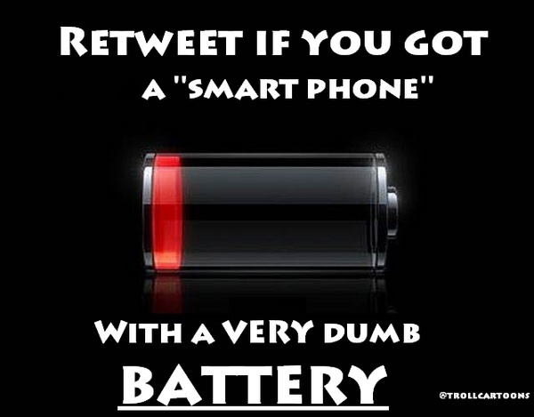 TrollCartoons's tweet image. RT if you got a smart phone with a dumb battery