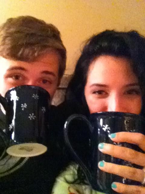 HaleyyVictoria's tweet photo. It's snowing and I'm sipping some home made hot chocolate with #thisguy @Jimmy_Allen5 http://t.co/e2DmiJ6q