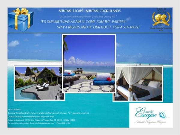 AitutakiEscape's tweet photo. Its a Birthday again?? Come Join The Party! http://t.co/5KpSPV2d