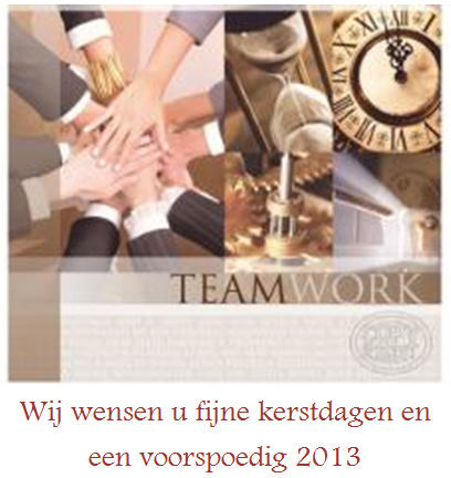 Wij wensen al onze volgers fijne kerstdagen en een voorspoedig 2013.