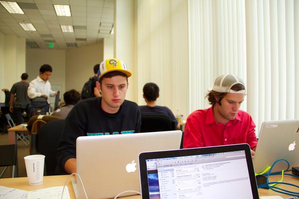 HackUCLA's tweet photo. Aza Steel and Daniel Graupensperger of http://t.co/9ETBPNww winners of the Aesthetic / UX prize at our Fall Hackathon http://t.co/hMOt3Gyf