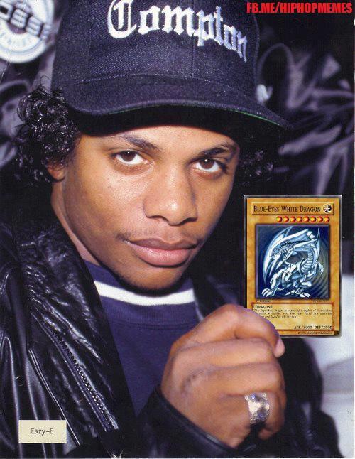 O_____0 IS THIS PHOTO SHOPPED WHY EAZY E HOLDING A YU-GI-OH CARD