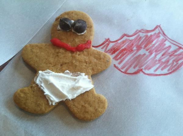 Scholastic's tweet image. It's a Captain Underpants gingerbread man! #happyholidays