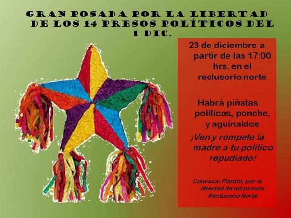 Asistan a esta muy prometedora posada (y lleven regalitos para nuestros presos políticos)  #Faltan14 #TodosSomosPresos