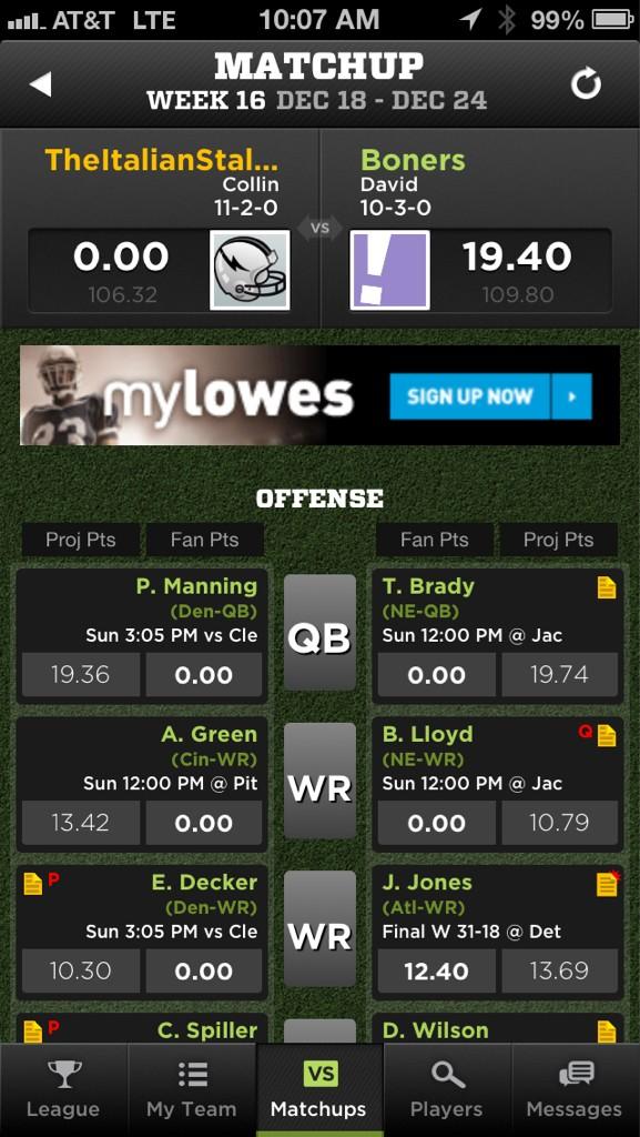 whoareyoucollin's tweet image. TheItalianStallions battle .@David_G_Holl's Boners today in Fantasy Football #ChampionshipSunday #BacktoBackChamp ????