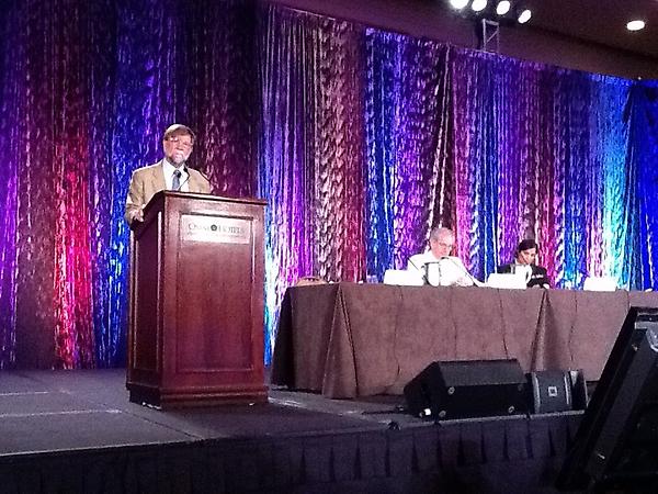 2012NCC's tweet image. Dr. Nils Daulaire of @HHSGov takes the stage to discuss the state of cancer across the globe. #2012NCC