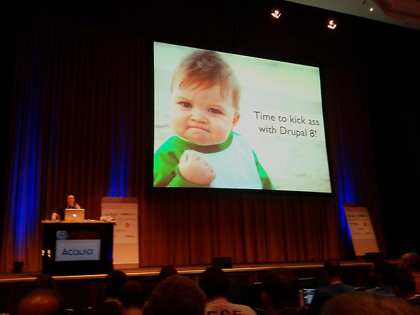 whitex3d's tweet image. &quot;It&apos;s time to kick ass with Drupal 8&quot; :-D #DrupalConMunich #drupal