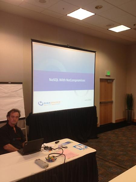 natishalom's tweet image. NoSql with no compromises is starting now #NoSqlNow San Carlos room Hilton #gigaspaces