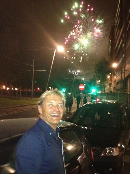 Bilbao ønsker @TV2DagO2  velkommen med et kjempefyrverkeri!