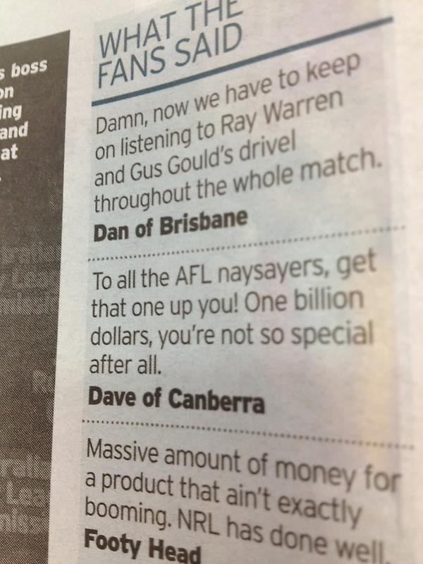 andrewadermann's tweet image. Is this guy serious? Get back to me when you can watch every single game live on TV. It will be a while now #AFL #NRL