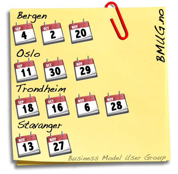 businessmodel_'s tweet image. Det blir 12 BMUG møter i høst!
Fordelt på Bergen, Oslo, Trondheim og Stavanger. Påmelding BMUG.no
