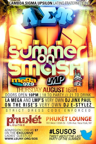 LSU_NY's tweet photo. On Wednesday you will fight with your significant other &amp; on Thursday come
Have the SUMMER ON SMASH WITH US! #LSUSOS http://t.co/xy63tyL7