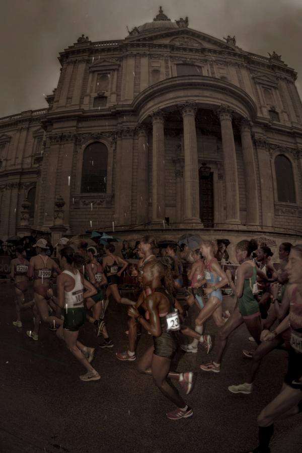 StPaulsLondon's tweet photo. Picture: The #London2012 Olympic women's marathon passes St Paul's on a very wet Sunday. http://t.co/MxMWnwsq