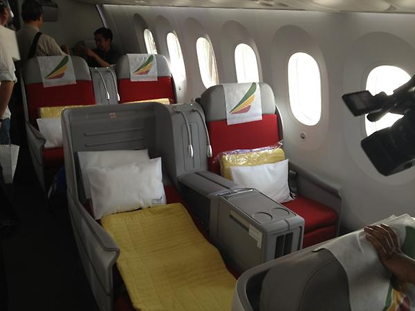 Business Class cabin on the @EthiopiaAirline's @BoeingAirplanes 787 Dreamliner @dcairports #LoveThatNewPlaneSmell