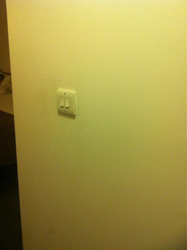 camelectrical's tweet photo. @mikecaffrey @katyfitzgerald here is the light switch, for idiots that can't find it in the hotel room! #electrical http://t.co/Ar1Vc52J