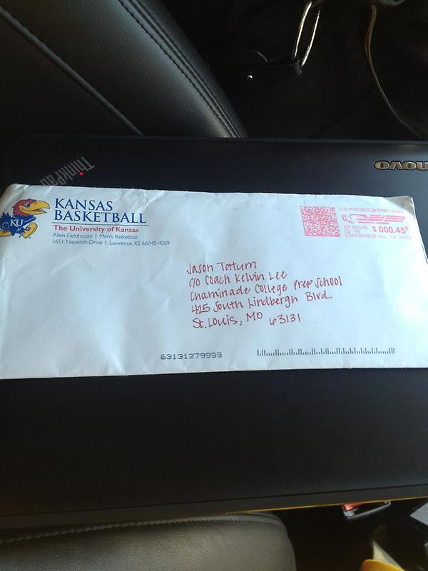 jaytatum0's tweet photo. Got a letter from Kansas University #blessed http://t.co/xd5JsAoJ