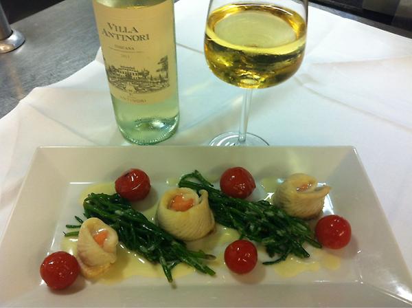 PieroatTimo's tweet photo. Fillet of place rolled with salmon cherry tomato,samphire perfect with withe Villa Antinori 2011.Are you agree? http://t.co/aO2sB0Ah