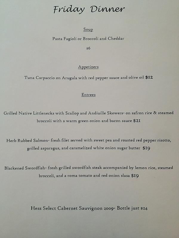 BPinellis's tweet photo. Friday night specials, and I must say the salmon is my personal favorite!  So come in and let us know which you like!! http://t.co/tXHJ7EXz