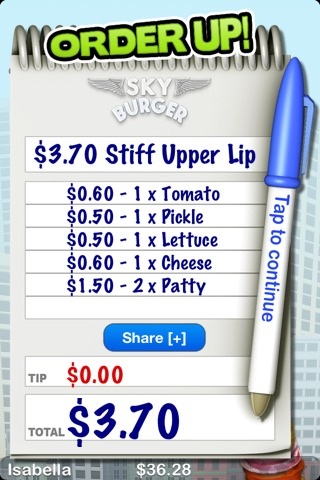 AronneMassimo's tweet photo. I just stacked a $3.70 Stiff Upper Lip in Sky Burger for iOS! http://t.co/09aTK18k