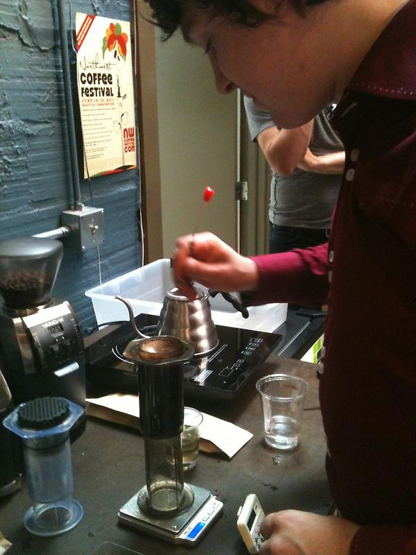 tastiercoffee's tweet image. @colecoffee on his second AeroPress now. #gettinghopped #sfilter #Kickstarter