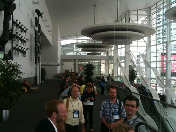ophastings's tweet image. Annual mega long line to student book giveaway at #ASA2012 #riteofpassage